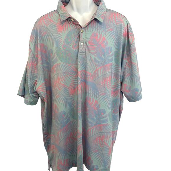 4X  Sunday Swagger Palm Leaves Tropical Miami Pastel Golf Polo - Picture 1 of 6